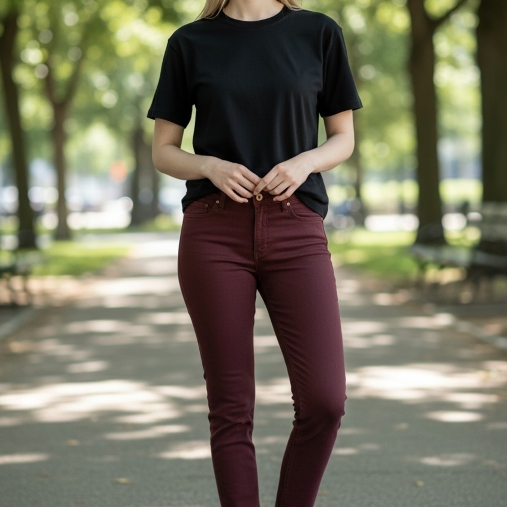 Women's Burgundy Jeans